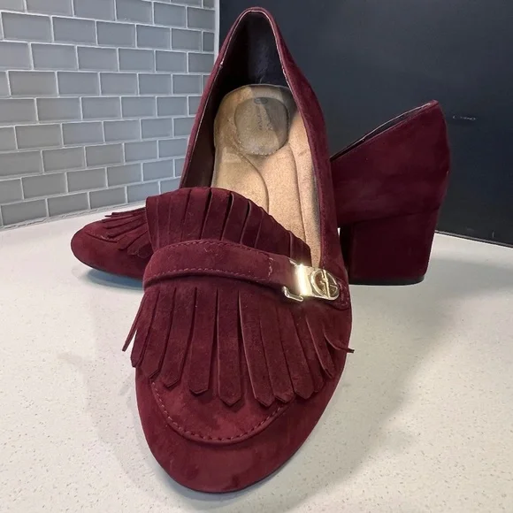 NEW Burgandy Suede Giani Bernini Size 10 Memory foam 2” heels never worn - Picture 1 of 16